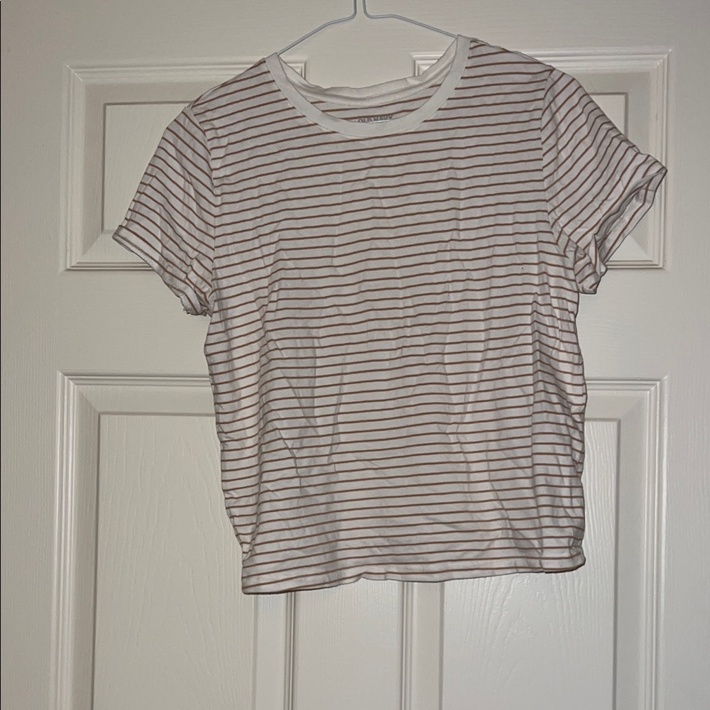 Old Navy Striped White and Brown Women's Top